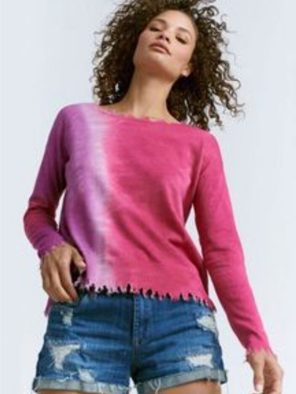 Lisa Todd Hot Pink Purple Tie-Dye Long Sleeve 100% Cotton Top Size Small - Picture 3 of 11